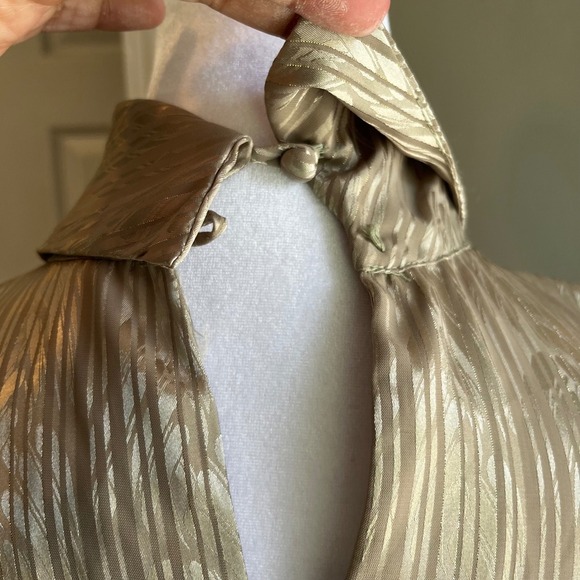 Vintage Gold Metallic Blouse Long Sleeve Cowl Neck Top Party Sparkly - Picture 9 of 14